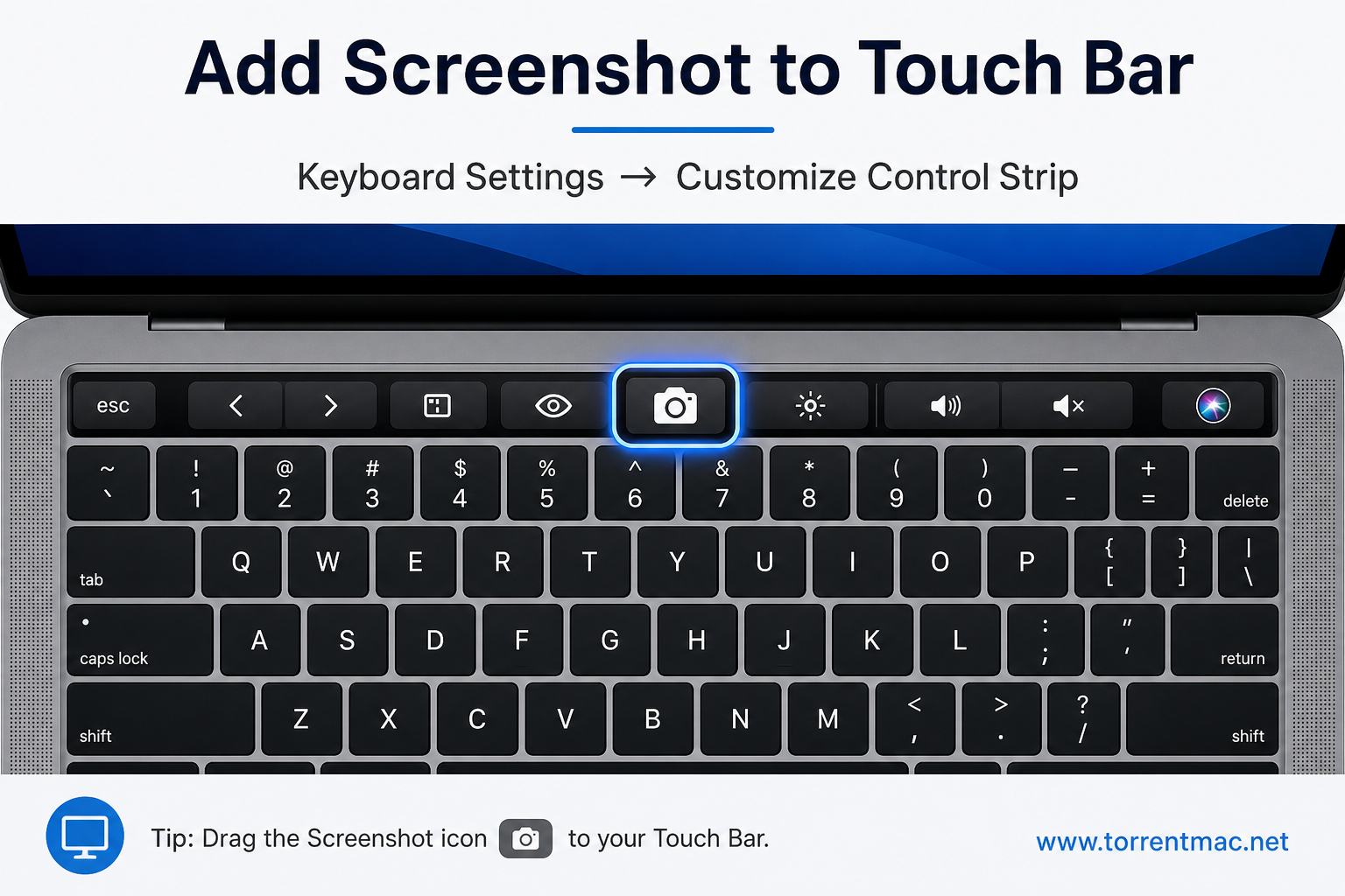 Adding the Screenshot app icon to the MacBook Touch Bar