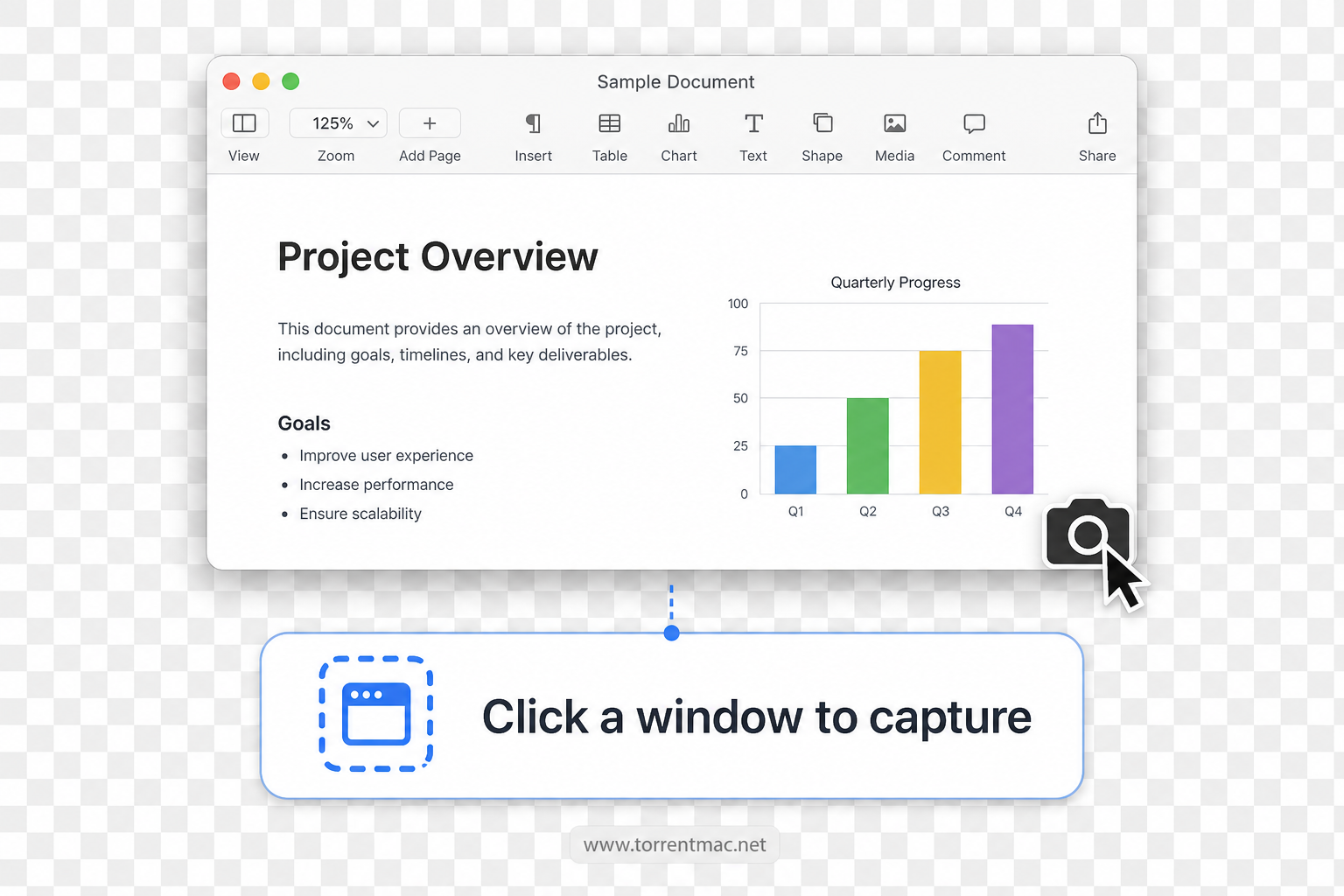 Capturing a specific app window with the camera cursor in macOS